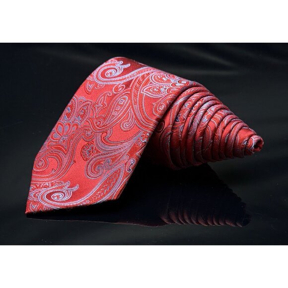 DONALD J. TRUMP MEN'S TIE 100% SILK Red Blue Paisley 61” - Picture 6 of 7